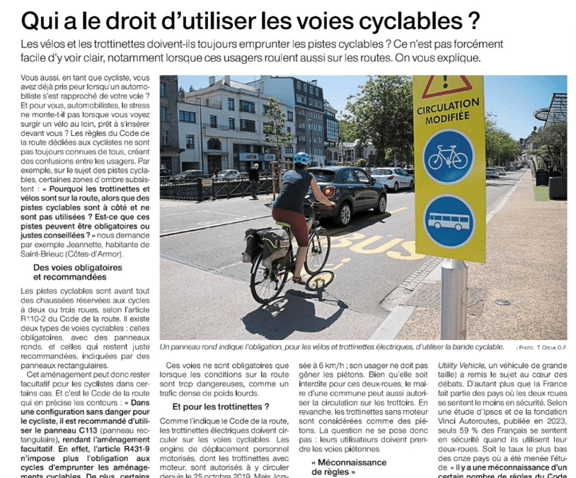 Le vélo à l’honneur sur les derniers articles Ouest France